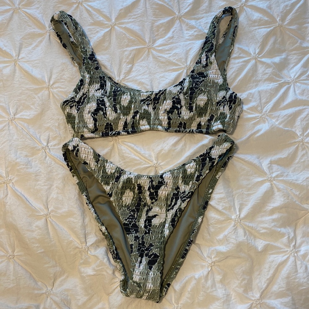 Green/white/black match two piece bathing suit from Victoria’s Secret